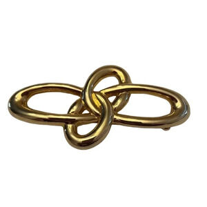 Vintage Liz Claiborne Infinity Knot Brooch Pin Gold Tone